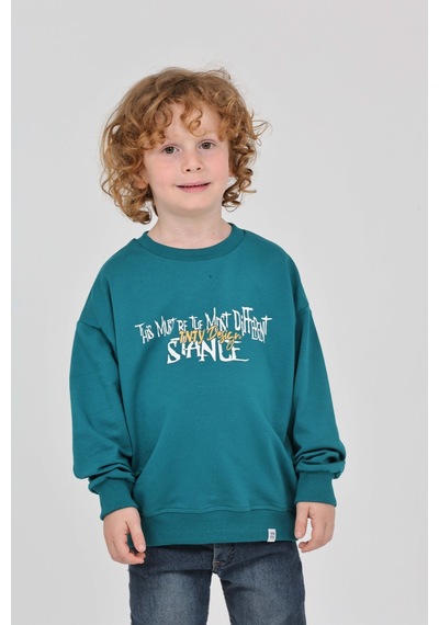Toontoy Kids Toontoy Erkek Çocuk Tnty Design Baskılı Sweatshirt Petrol