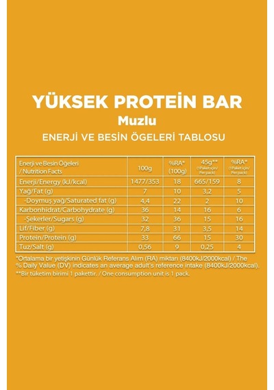 Fellas Yüksek Protein Bar - Muzlu 45g 3 Adet