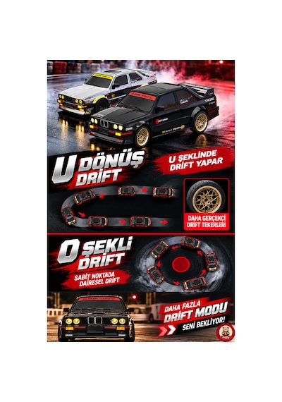 Oyuncak Uzaktan Kumandalı 50 Km/h Hızlı Drift Araba Esp Denge Sistemli 370 Motorlu Şarjlı Led Işıklı Rc Araba 27,5 Cm Siyah