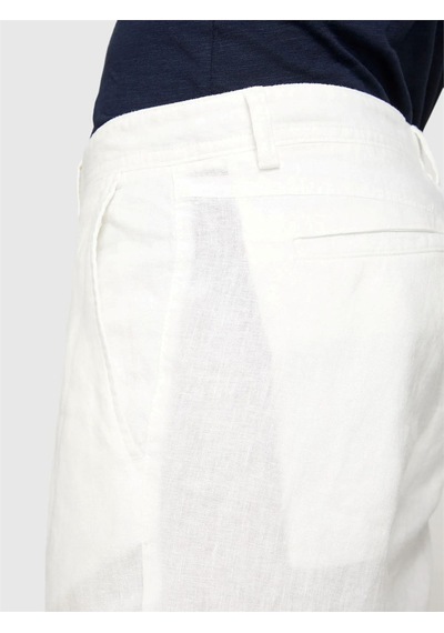Sisley %100 Keten Slim Fit Bermuda Şort Erkek Beyaz Şort - 325p4aghs9010 Krem