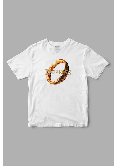 "lord Of The Rings" Lotr Yüzük Ring Baskılı Tişört Beyaz