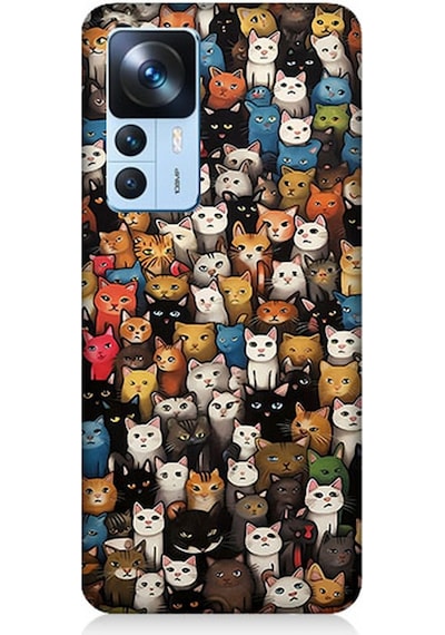 Xiaomi Mi 12t Uyumlu Silikon Kılıf Sevimli Komik Kedi Suratları