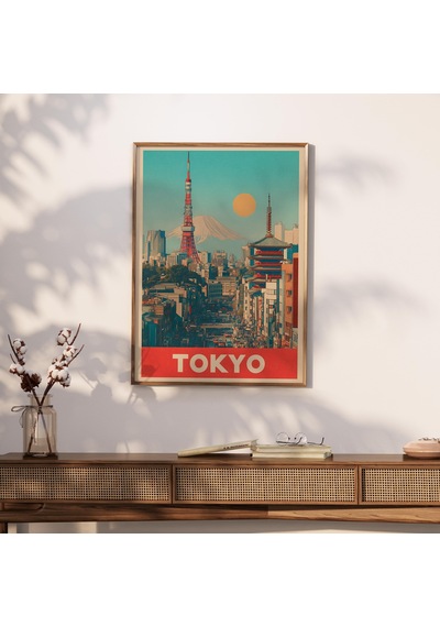 Retro Tokyo Seyahat Posteri: Japon Ufuk Çizgisi Sanatı &