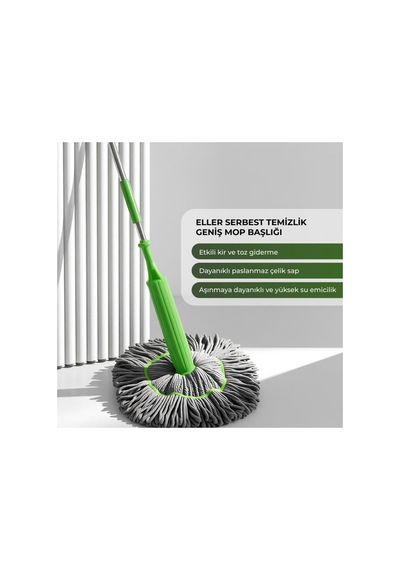 Magic Mop Kendinden Sıkmalı Mikrofiber Paspas Ucu Oto Ve Ev Mop