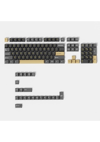 Mekanik Klave- Pbt Çift Baskı Keycap Seti Gri Siyah- Krem 128 Tuşlu Keycap
