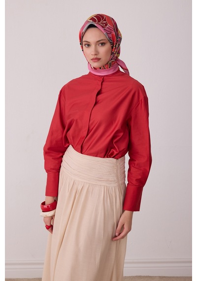 Belli Çiçek Desen %100 Twill İpek Eşarp Be13 Pembe