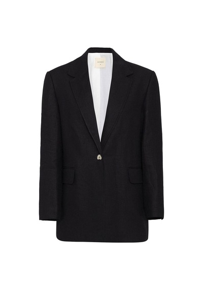 Antioch 100% Keten Kadın Blazer Ceket Siyah