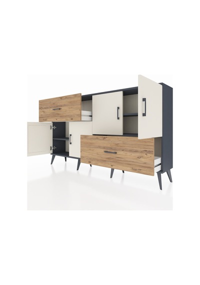Arges Konsol 3 Raflı 2 Çekmeceli 4 Kapaklı 176x30x99 Antrasit-ayt Antrasit-aytaşı/çam Arges Konsol 3 Raflı 2 Çekmeceli 4 Kapaklı 176x30x99 Antrasit-ayt Antrasit-aytaşı/çam