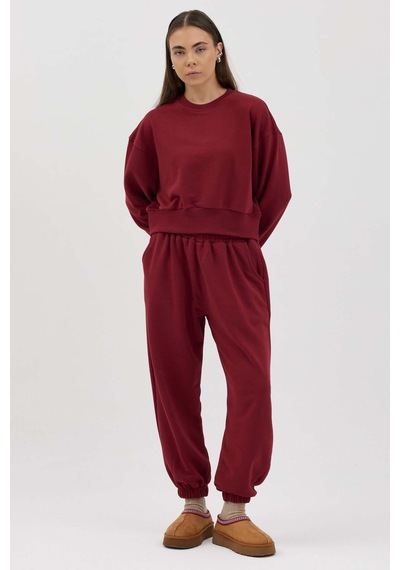 Buly Cozy Beli Lastikli Jogger Eşofman Altı Bordo