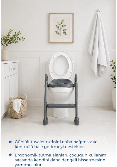 Babyjem Basamaklı Katlanır Klozet Adaptörü Antrasit