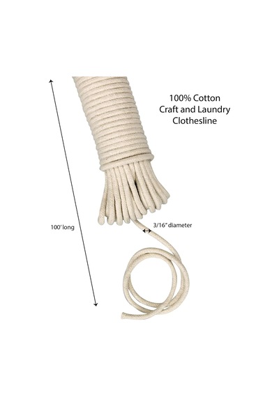 Cotton Clothesline 3/16" 100' Çok Renkli