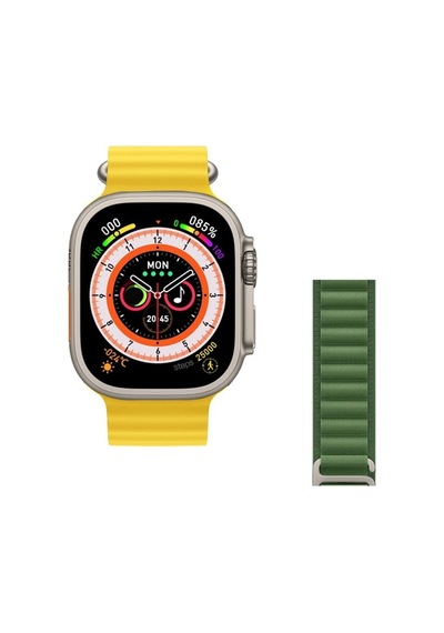 Watch 8 Ultra 49mm Amax Ultra Akıllı Nfc - Gps - Kablosuz Şarj Sarı Kordonunu Seç