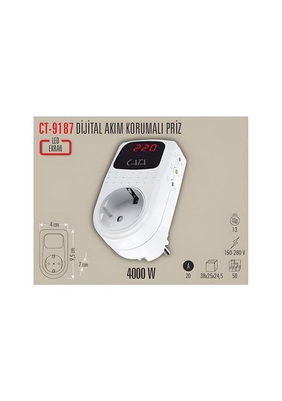Cata Ct-9187 Kablosuz Göstergeli Akım Korumalı Priz Diğer