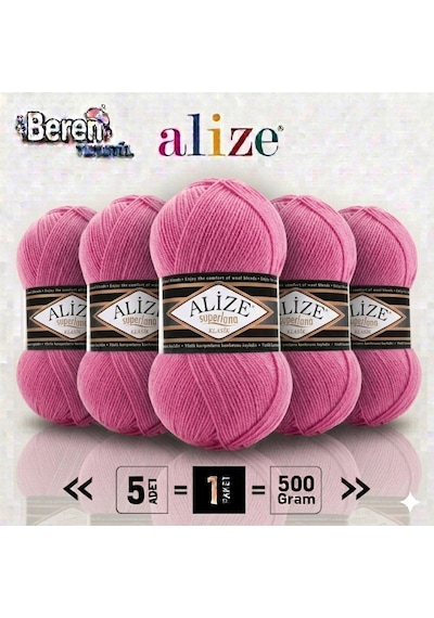 Süperlana Klasik - 178 Koyu Pembe - 5'li Paket - 100gr/280m - El Örgü İpi - Atkı Yelek Kazak İpi