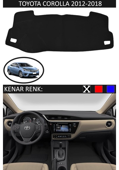 Guerrıno Torpido Koruma Halısı Siyah Kenar Renk Siyah Toyota Coralla 2012-2018 İle Uyumlu Genel