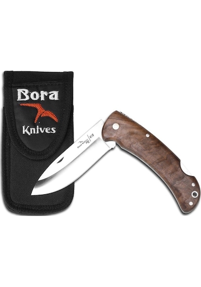Bora 205 Cb Büyük Boy Yuvarlak Uçlu Ceviz Ağacı Saplı Kamp Çakı Kahverengi - Gümüş