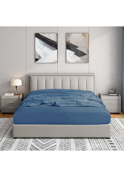 Soley Jersey %100 Pamuk Çift Kişilik 140 X 200 Lastikli Çarşaf İndigo Mavi