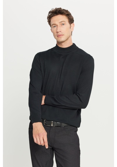 AC&Co / Altınyıldız Classics Erkek Sıyah Yünlü Standart Fit Normal Kesim Yarım Balıkçı Yaka Basic Triko Kazak SIYAH AC&Co / Altınyıldız Classics Erkek Sıyah Yünlü Standart Fit Normal Kesim Yarım Balıkçı Yaka Basic Triko Kazak SIYAH
