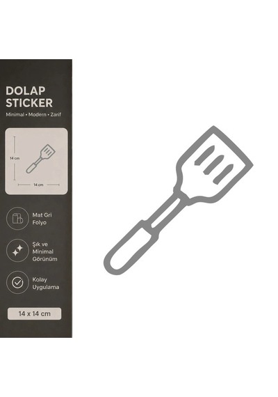Spatula Mat Gri Dekoratif Folyo Sticker 14x14 Cm