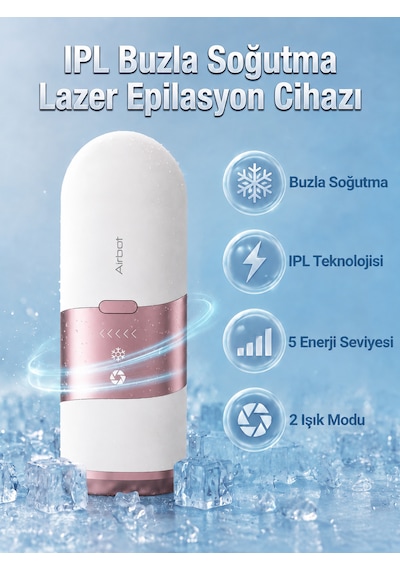 Airbot Lazer Epilasyon Cihazı Ipl Buz Soğutma Teknolojisi Epilasyon Makinesi Gül Altın