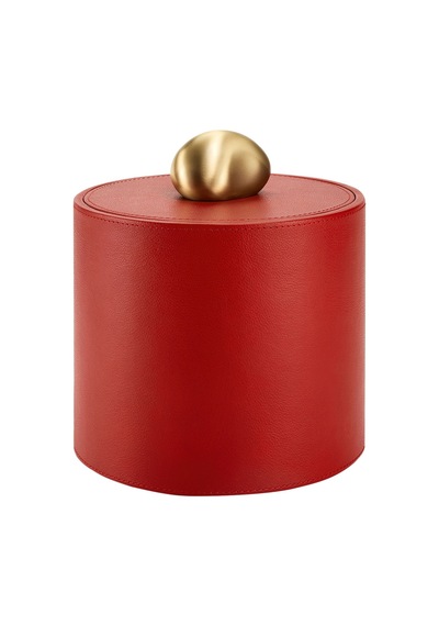 Tall Pebble Trinket Box, Kırmızı Deri Süs Kutusu