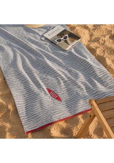 Soft Mare Plaj Havlusu - Ekru / Mavi - 70x140 Cm Çok Renkli