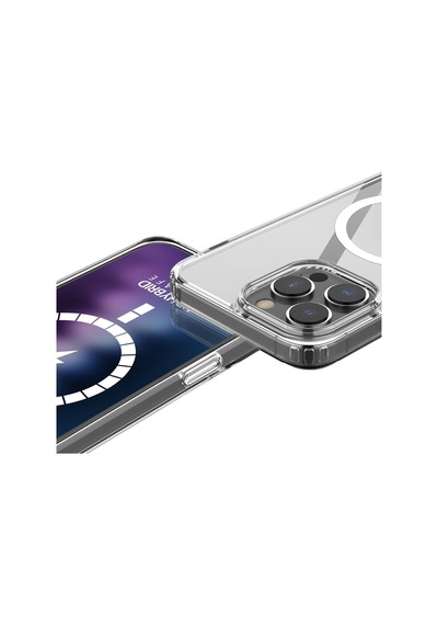 Apple Uyumlu iPhone 15 Pro Max Kılıf Magsafe Özellikli Şeffaf Silikon Kapak Şeffaf