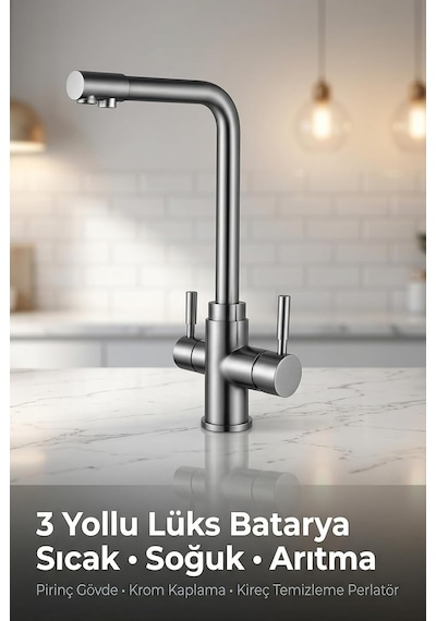 Watalina Lüks Üç Yollu Musluk, Su Arıtma Cihazı Uyumlu, Krom Kaplama, 315 X 270 Mm Diğer
