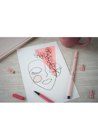 Pen 68 - Keçe Uçlu Boya Kalemi - 6 'lı Askılı Paket - 6 Farklı Renkte