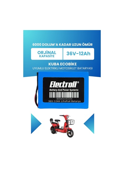 Kuba Ecobike Batarya Standart Kapasite Lifepo4 36v 12ah Elektrikli Motosiklet Bataryası