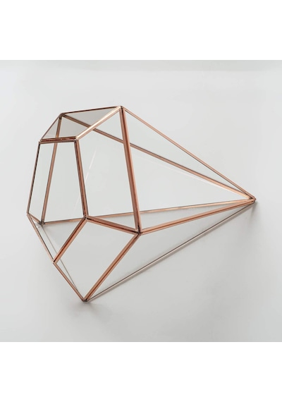 26x21x21cm Bakır Rose Gold Geometrik Teraryum Cam Fanus Aksesuar Çikolata Kutusu
