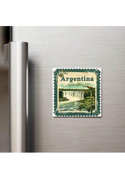 Arjantin Argentina - Posta Pulu Temalı Ülke - Baskılı Buzdolap Magneti Kare - 9x9 Cm