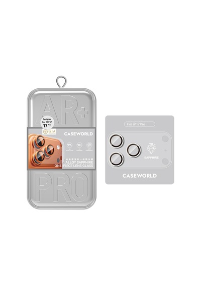 Apple Uyumlu   iPhone 17 Pro Caseworld Alloy Sapphire One-piece Anti Reflective Safir Kamera Lens Koruyucu Gümüş