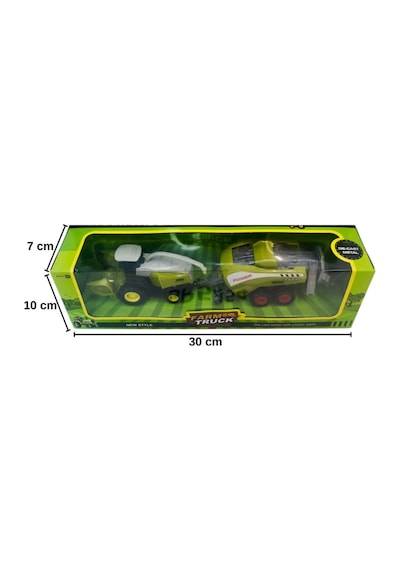 Die-cast Metal Silaj Makinesi Ve Römork Seti - Sürtmeli Çiftlik Oyuncak Traktör Biçerdöver