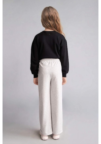 Defacto Wıde Leg Açık Gri Melanj Pantolon Kız Çocuk I3104a826augr421 Gri-gr421