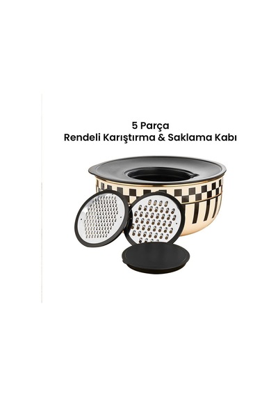 Prime Cream 5 Parça Rendeli Saklama Ve Karıştırma Kabı 24 Cm Krem