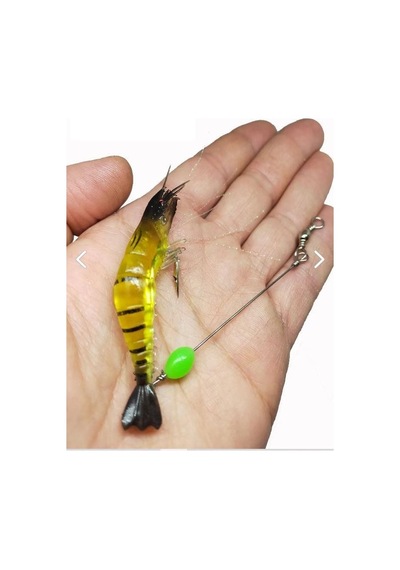 Karides Shrimp Sahte Silikon Balık Yemi Fosforlu Kancalı 9.5 Cm 6.3 Gr Sarı