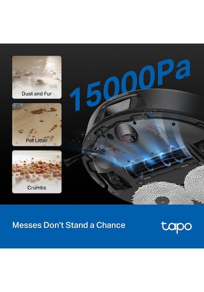 Tapo RV50 Pro Omni 15.000 Pa Robot Süpürge Ve Paspas Siyah