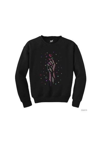 Aşk Yıldızları Siyah Sweatshirt