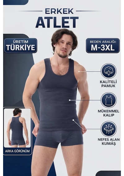 Mercan 6'lı Füme Modal Atlet - Rahat Kalıp, Ekonomik Kutu