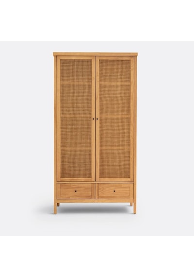 Altea Rattan Detaylı Masif Gardırop Ahşap