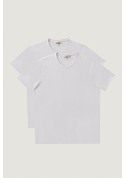 Ac&Co / Altınyıldız Classics Erkek Beyaz-beyaz Slim Fit Bisiklet Yaka 2'li Düz Tişört Paketi Beyaz-beyaz Beyaz