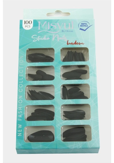 Misyul - 302 - Badem Mat Takma Tırnak - Csmo-tex - 100 Adet-siyah