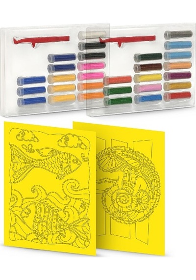 Sand Art, Yetişkin Kum Boyama Aktivite Seti 2in1 Çerçeveli Balık Ve Iguana