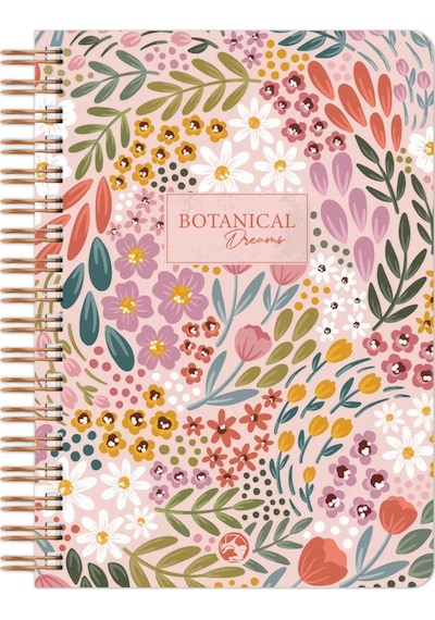 Botanical Spiralli Defter Çizgili Pembe 17x24 Cm