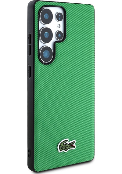 Galaxy Uyumlu S25 Ultra Kılıf Lacoste Lisanslı Pu Pike Desenli İkonik Timsah Dokuma Logolu Kapak Yeşil