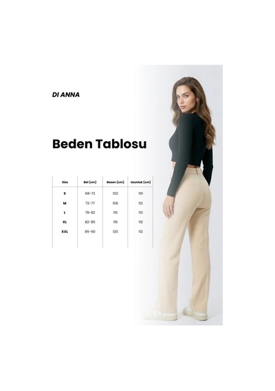 Dıanna Kadın Wide Leg Detay Dikiş Esnek Palazzo Pantolon Krem