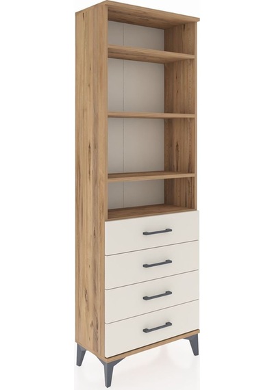 Arges Dolap 4 Raflı 4 Çekmeceli 60x30x182 Çam-aytaşı Çam
