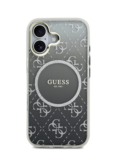 Apple Uyumlu iPhone 17 Kılıf Guess Lisanslı M-safe Özellikli 4g Desenli Simli Silikon Kapak Gri Gri