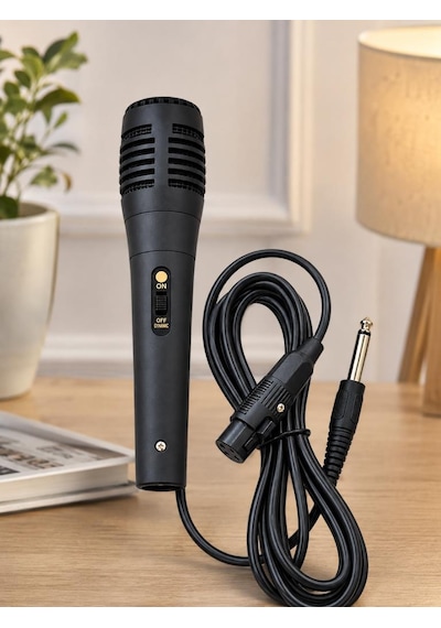 Kablolu Dinamik Mikrofon 6.3 Mm Jacklı El Mikrofonu 195 Cm Kablolu Karaoke Amfi Mikrofonu